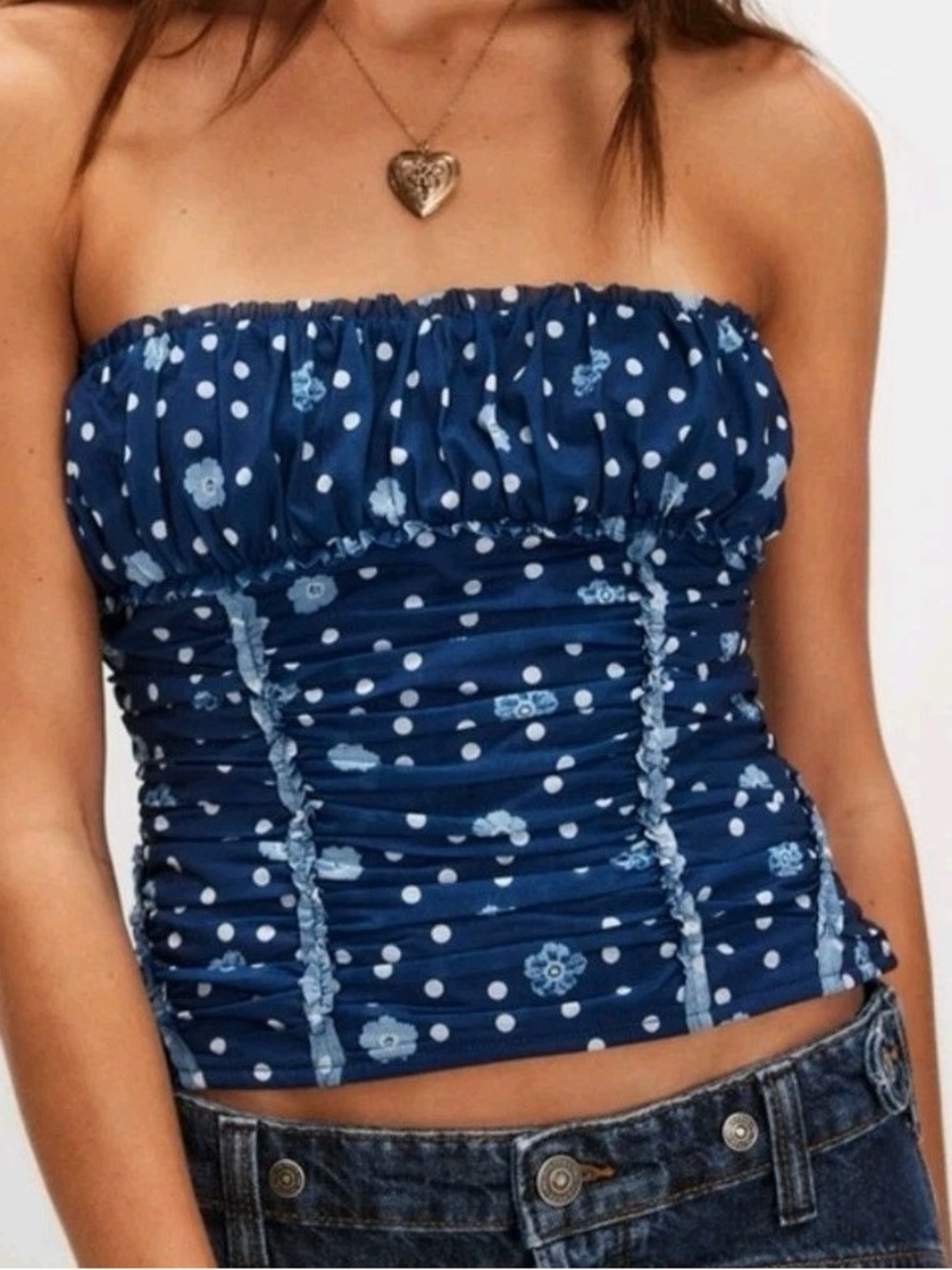 Free People Scottie Printed Tube in Pageant Blue Combo L